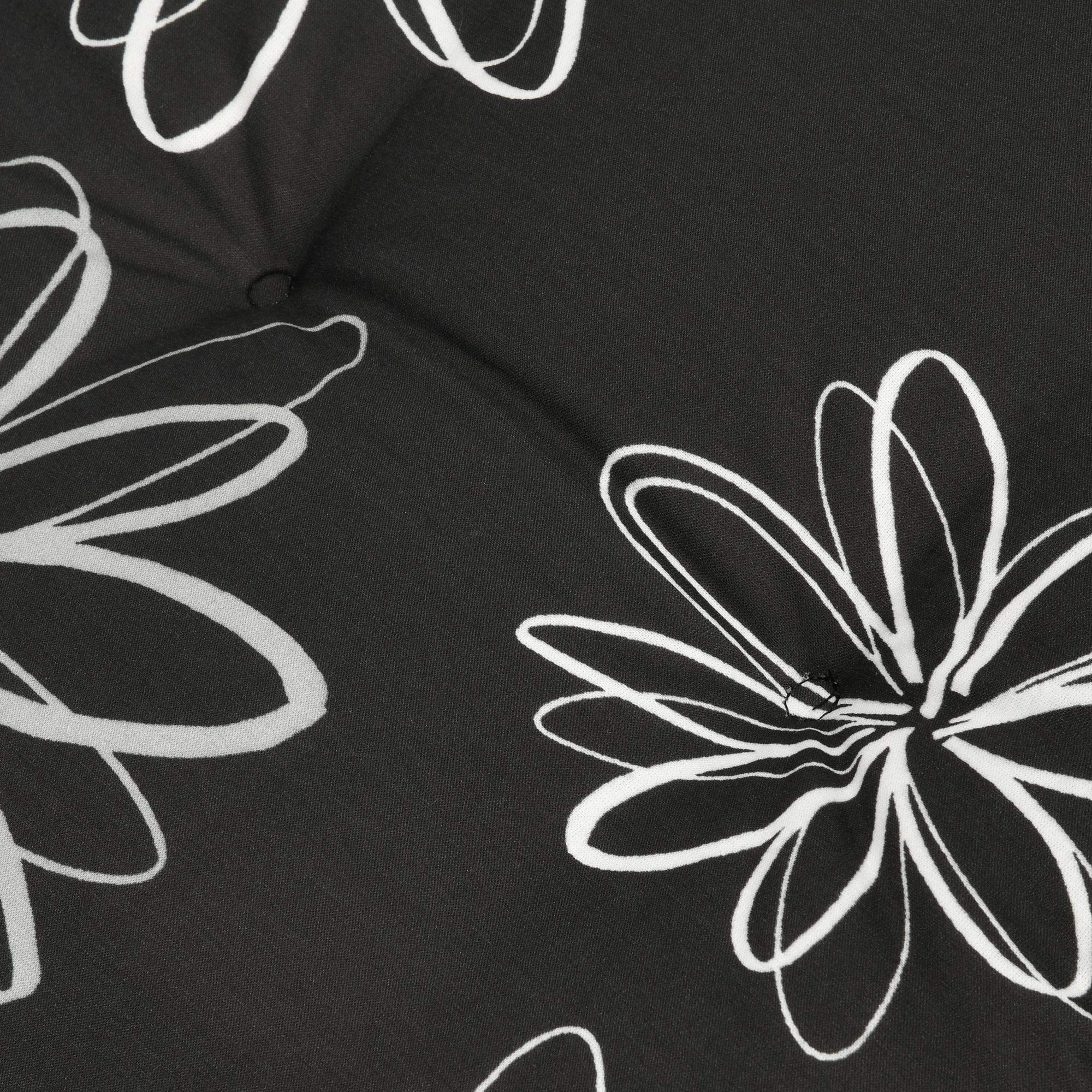 Beautissu 6er Set Hochlehner Auflage für Gartenstuhl UV-Lichtecht Blumen | 120x50cm schwarz mit 6cm Dicke Polster Sitzpolster Gartenstuhlauflage Gartenstuhlauflagen Sitzauflage Flores