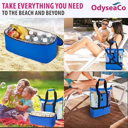 Miniatura 6 de Odyseaco Bolsa de playa impermeable con hielera Bolsas de playa para mujer Vacaciones Beach Essentials Bolsa de piscina y bolsa de playa de malla,