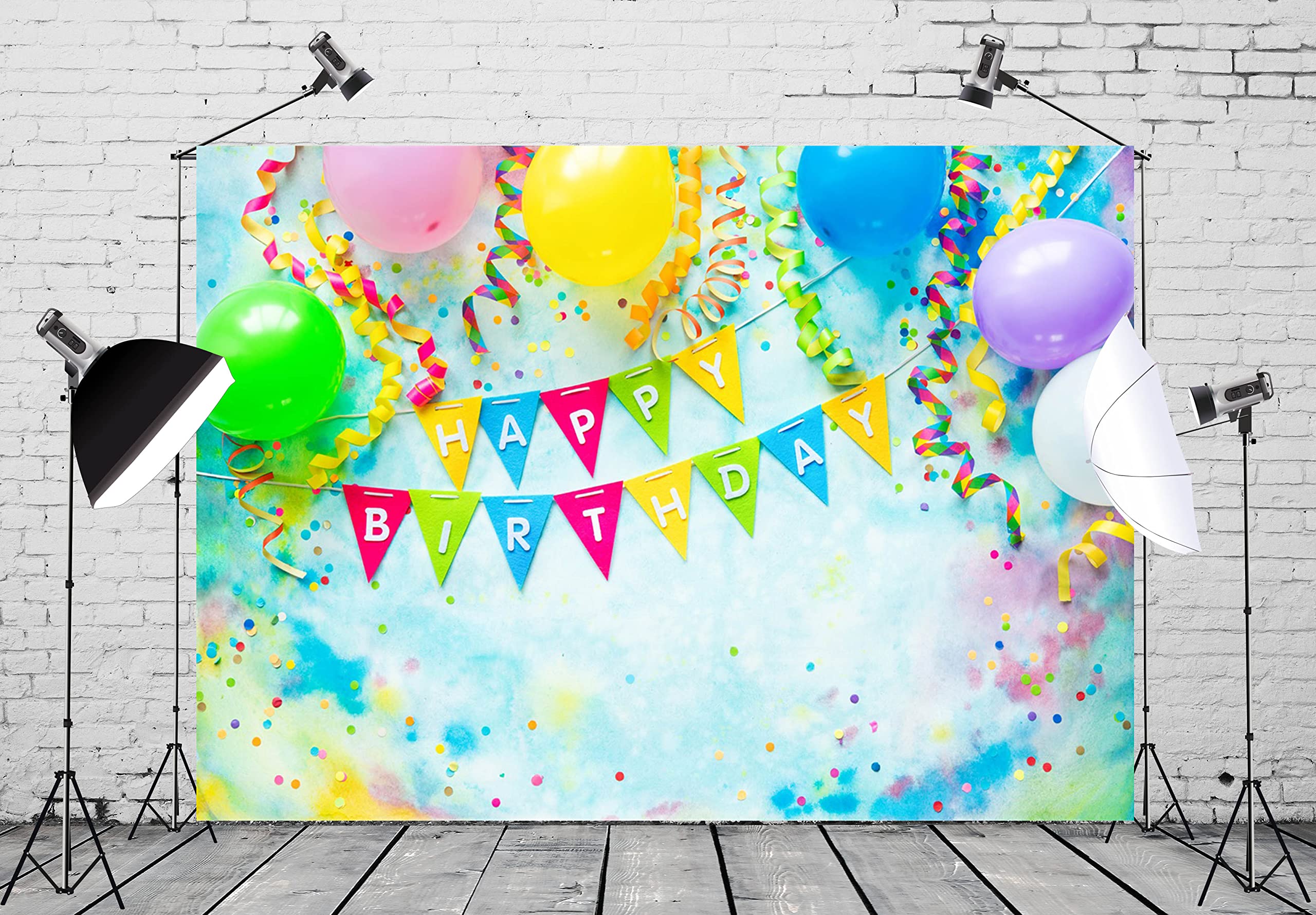 BELECO 3.5x2.5mftSfondo in tessuto di buon compleanno Decorazioni per feste di compleanno per bambini Banner di compleanno Sfondo per feste di compleanno Decorazioni per la tavola della torta