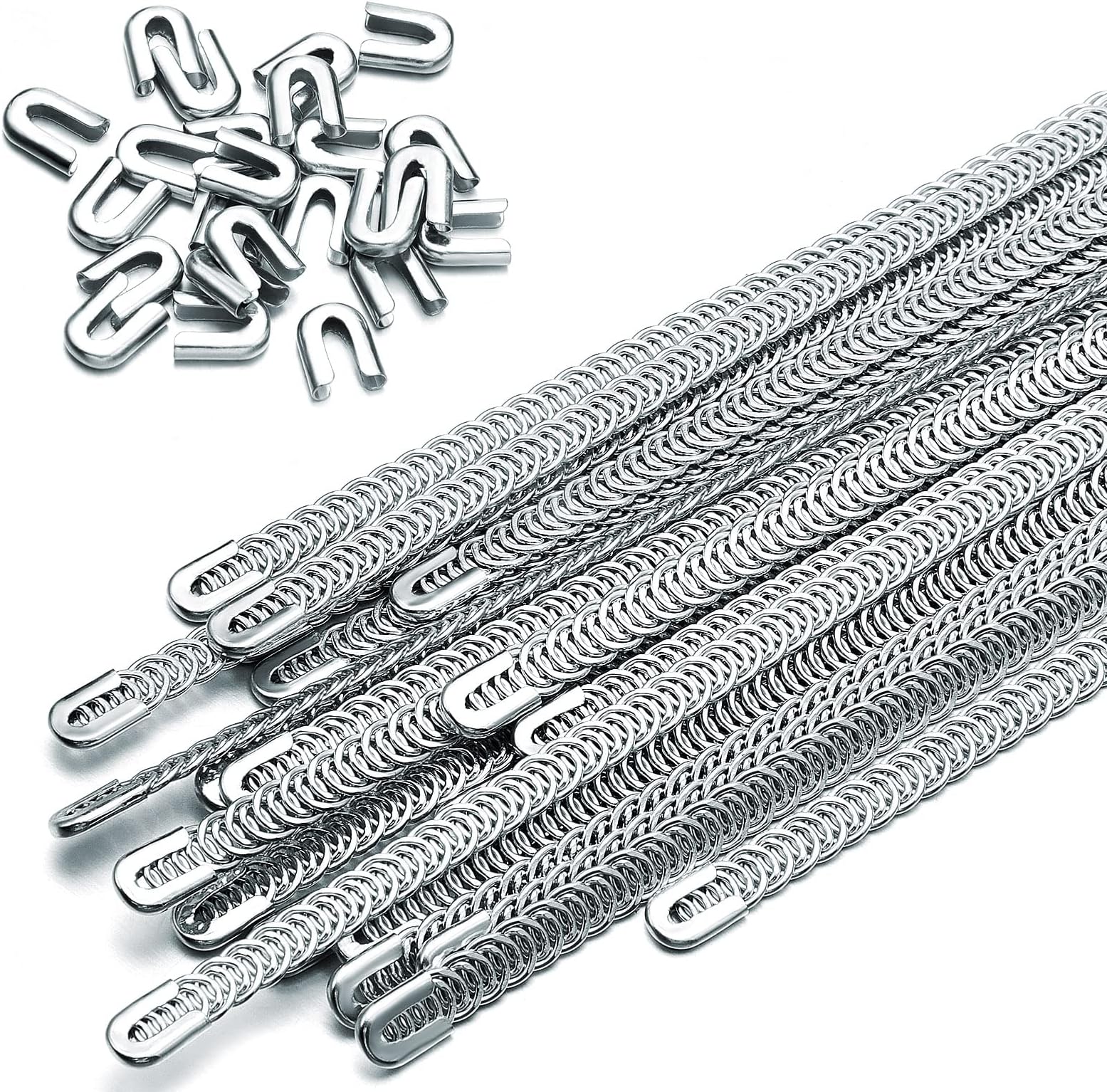 Amylove 24 Pieces 13.7 Inch Corset Boning Spiral Steel Metal Boning Precut with 24 Steel Boning Tips Structure and Form for Corset Making Supplies (6mm)