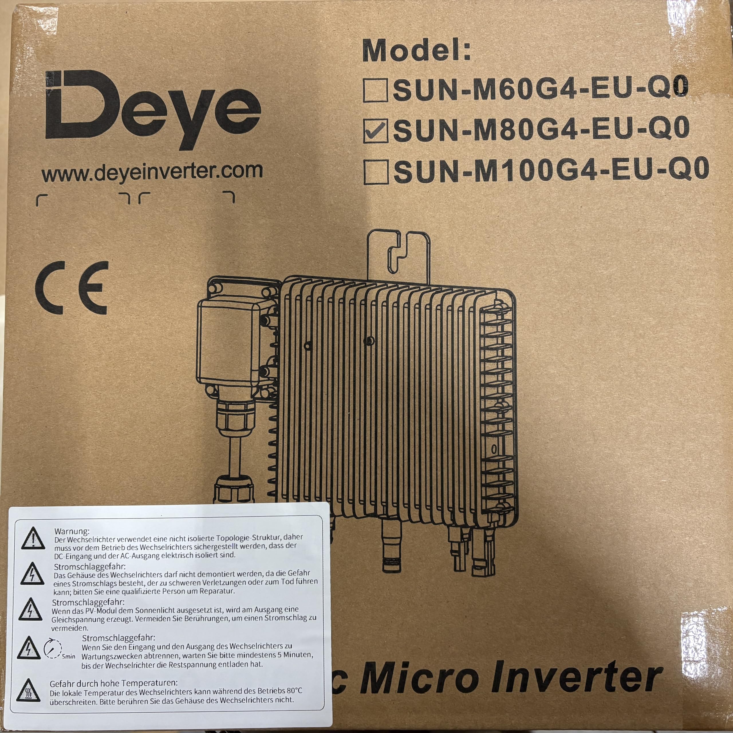 home Trends® Deye SUN-M80G4-EU-Q0 - Micro inverter di nuova generazione 800 W Ralais Solar PV esterno con cavo Schuko da 5 m