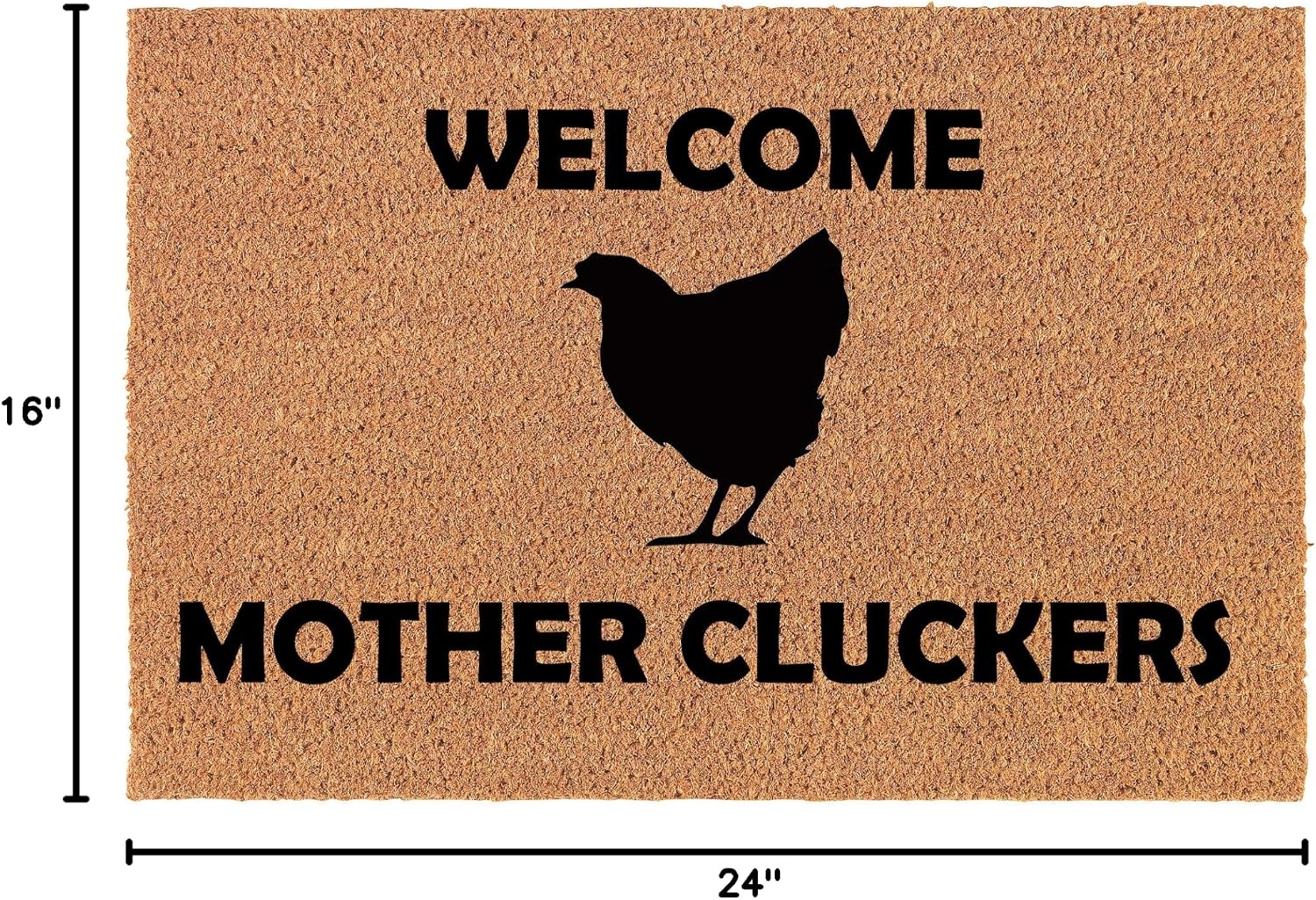 Coir Doormat Front Door Mat New Home Closing Housewarming Gift Welcome Mother Cluckers Chicken Funny (24" x 16" Small)