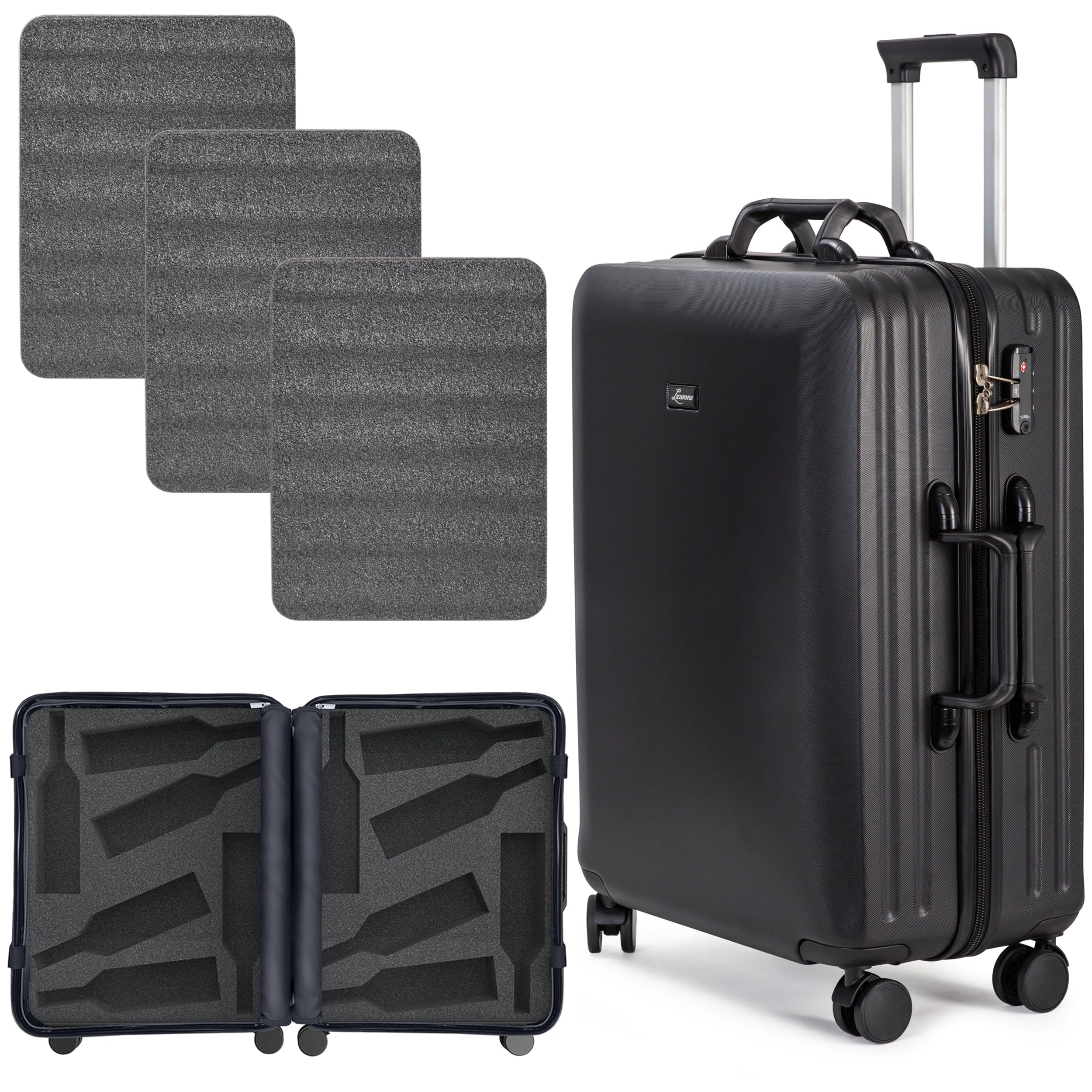 Elite Wine Suitcase - Lightweight & Elegant 12-Bottle Carrier for Air Travel, Simple-to-Use, TSA-Approved Lock, Durable Design, Ideal for Wine Enthusiasts – Sleek Black