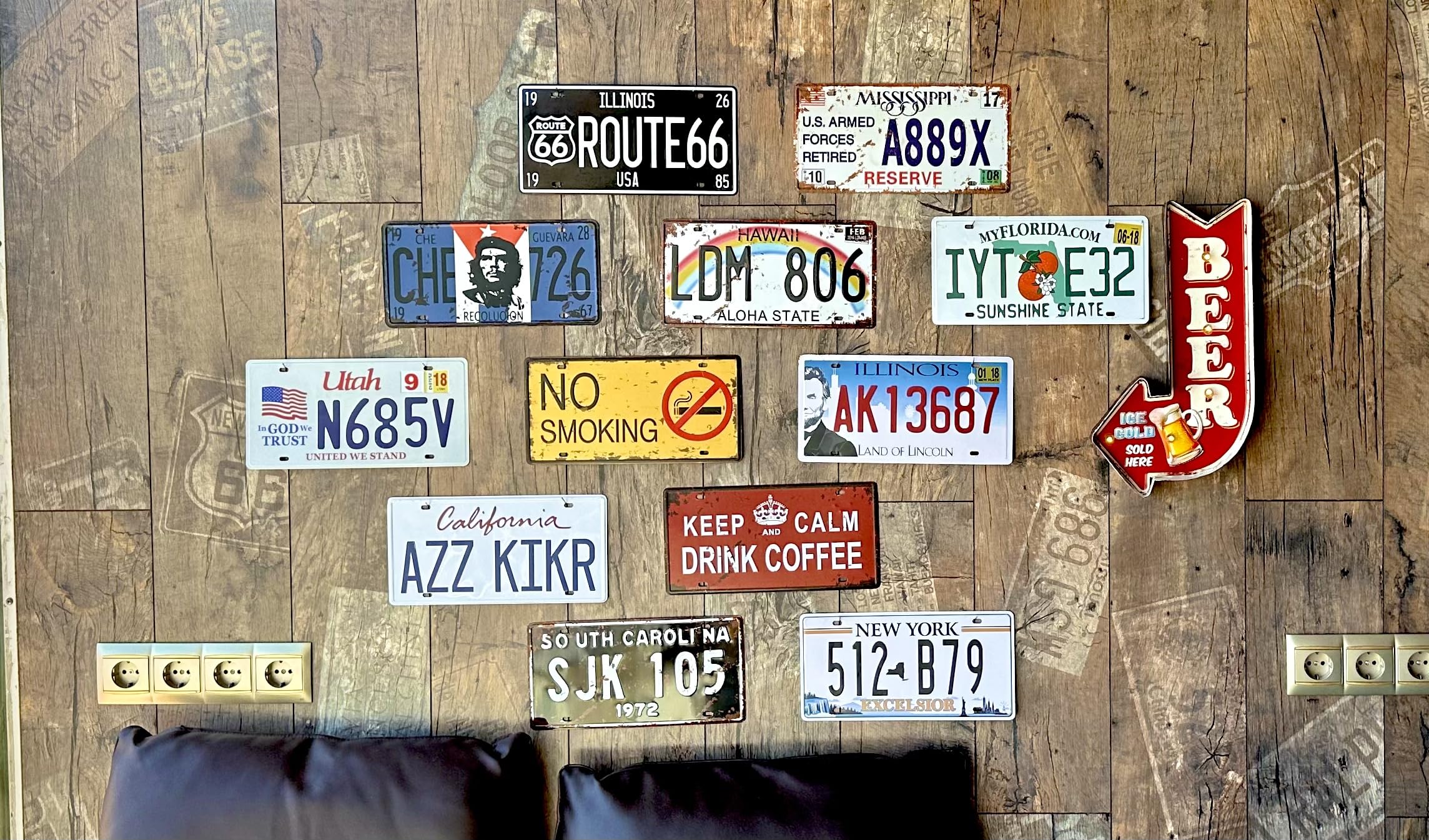 Leuchtschild Vintage Deko Bier — Retro Blechschild mit LED Beleuchtung für Wanddeko, Leuchtreklame für 50er Jahre Haus Dekoration, Retro Leuchtkasten | 41x22x5 cm (Ice Cold Beer)