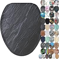 Vista 14 de SANILO Asiento de inodoro de madera con cierre suave [alargado] – Asiento de madera moldeada decorativo, silencioso y de cierre lento – Con fuertes