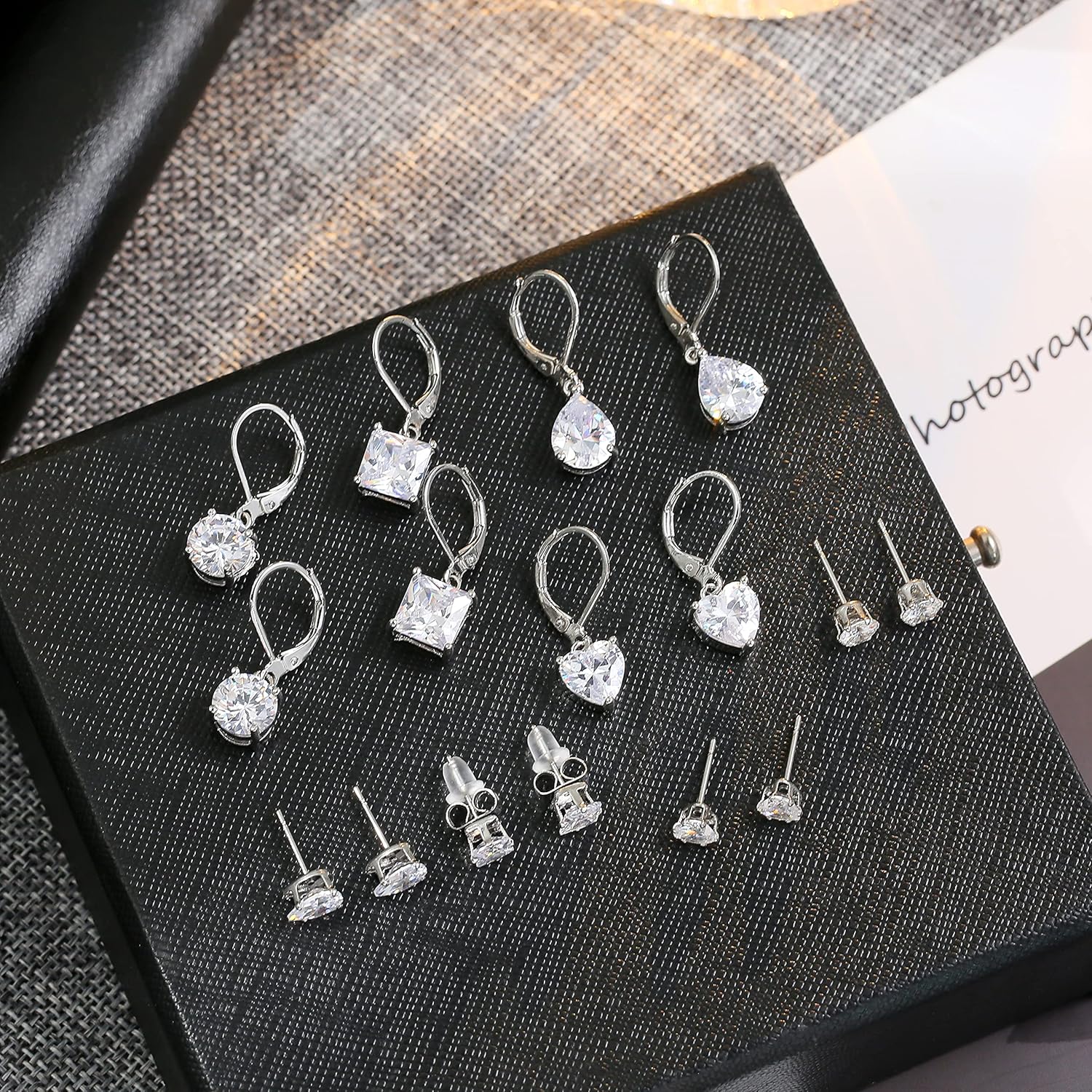 925 Sterling Silver Dangle Earrings for Women Princess Teardrop 5A Cubic Zirconia Hypoallergenic Dangling Earrings for Wedding - Image 3