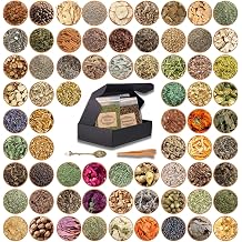 70 Pieces Witch Herb Set, Wicca Herb Collection for Rituals & Magic, with Crystal Spoon & Tweezers, Ideal for Wicca, Smoking & Altar