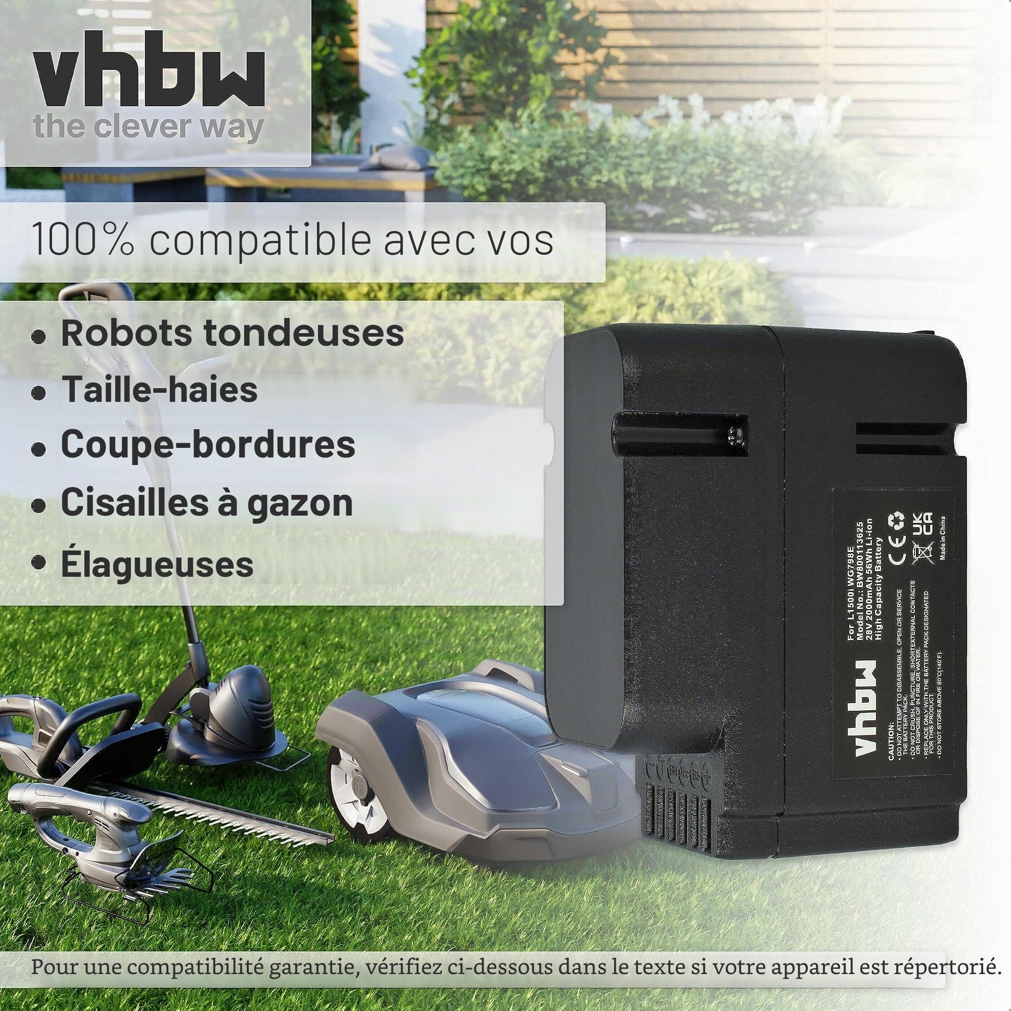 vhbw Batterie Compatible avec Worx Landroid M1000 WG791E.1