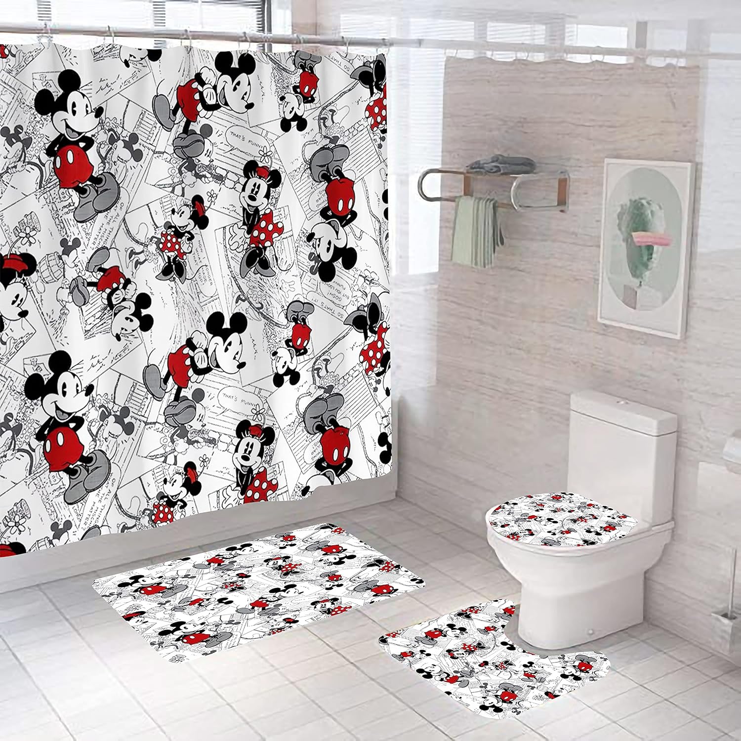 NonSlip Shower Curtain Set with 4 Pieces Includes Shower