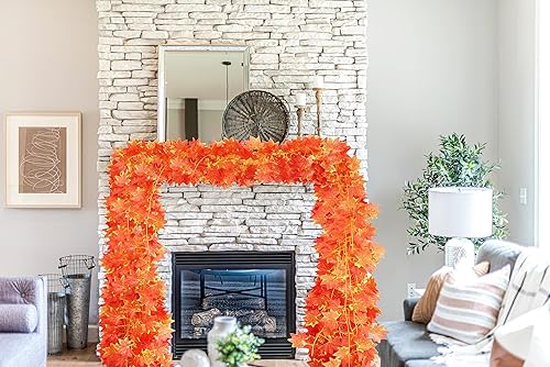 Miniatura 7 de SITUMEIZI 24 piezas de decoración de otoño para el hogar, guirnalda de otoño, hojas colgantes, decoración de otoño de 181 pies, vides de hojas de