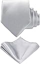 Tie G U Style TIE G Solid Satin Woven dyed Color Formal Black Necktie and Pocket Square Sets in Gift Box