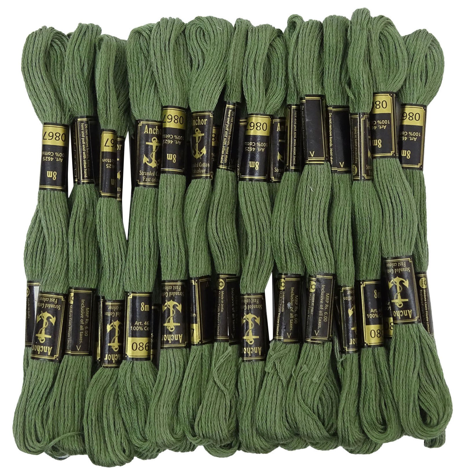 IBA Indianbeautifulart Anchor Stranded Cotton Hand Embroidery Thread Floss Pack of 25 Skeins-Sage Green