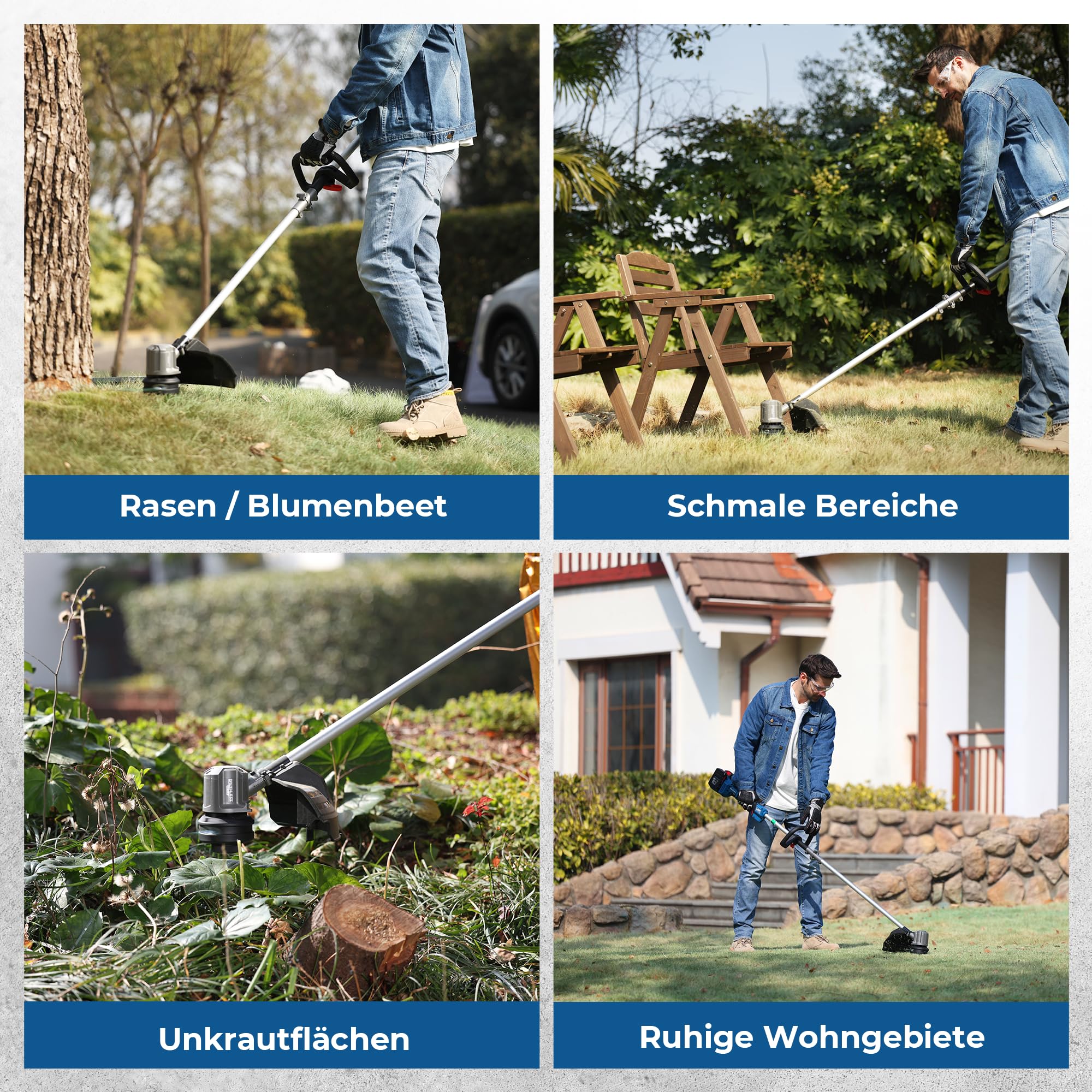 Dong Cheng Akku Rasentrimmer & Kantenschneider 40V, 33cm Schnittbreite | TIPP-Automatik, 2x2,0Ah Akku, 2,0mm Doppelfaden, Bürstenloser Motor, 2 Gang für große Gartenflächen, Blumenbeete & Zaunkanten
