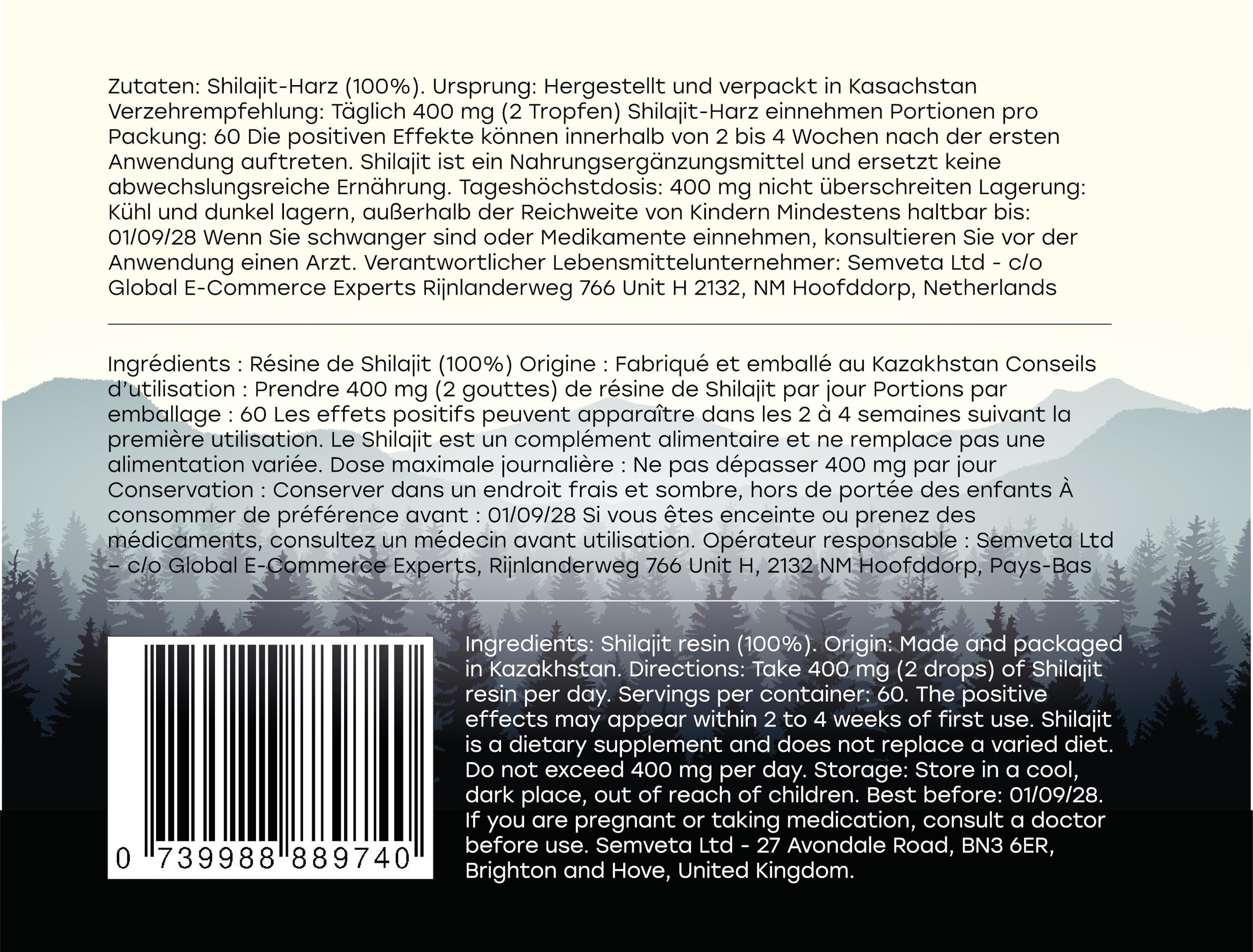 Comprimés De Shilajit Originel – 120 Comprimés, 400 Mg Par Portion – Résine De Shilajit Pure – Riche En Acides Fulviques Et Humiques – 100% Pur