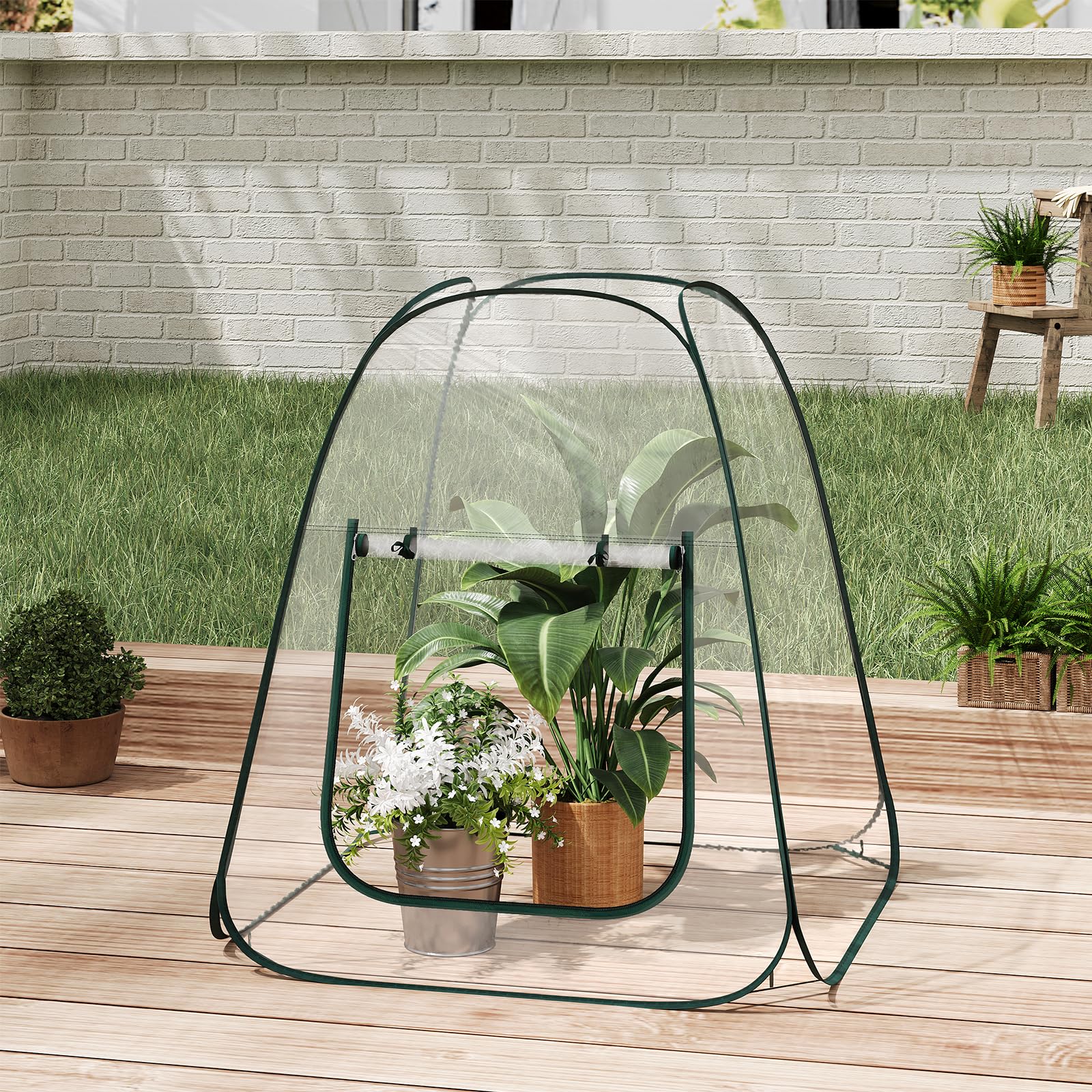 WOLTU Mini-Serre popup, matériau PVC étanche, maintient l'humidité en été et la Chaleur en Hiver, Utilisation en intérieur et en extérieur, 70x70x80 cm, Transparent