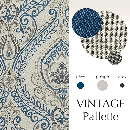 Miniatura 3 de Vangao Cortinas de damasco de 63 pulgadas de largo, 2 paneles con estampado de medallón de cachemira para dormitorio, sala de estar, cortinas de