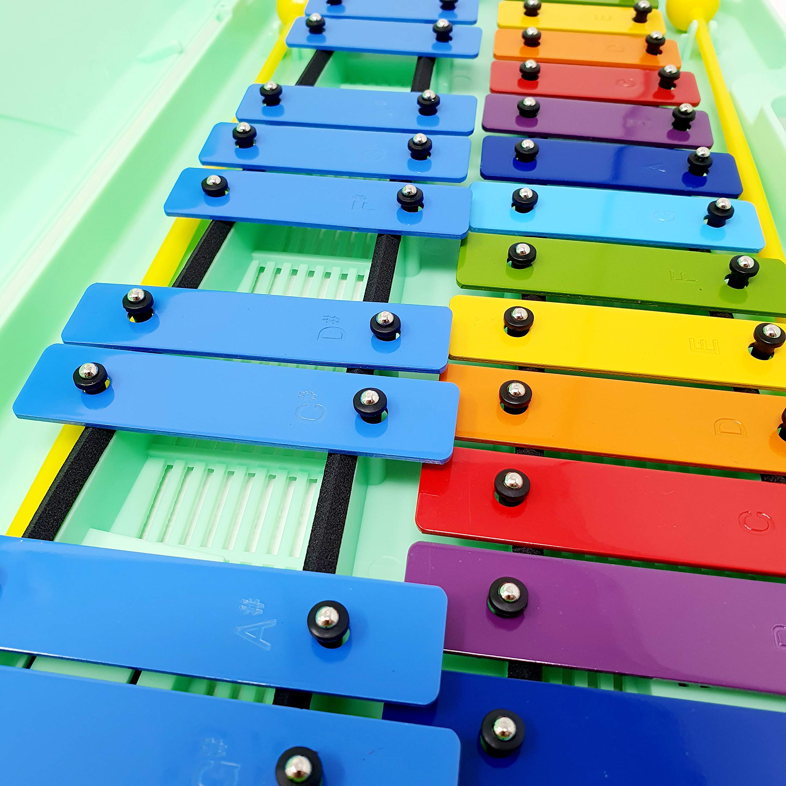 ROCKSTAR - Xilófono Glockenspiel Carrillón Metalofono Angel AG27N Cromático, 27 Teclas Colores con Estuche y Mazas. Para uso escolar ó domestico, Instrumento Musical Rítmico