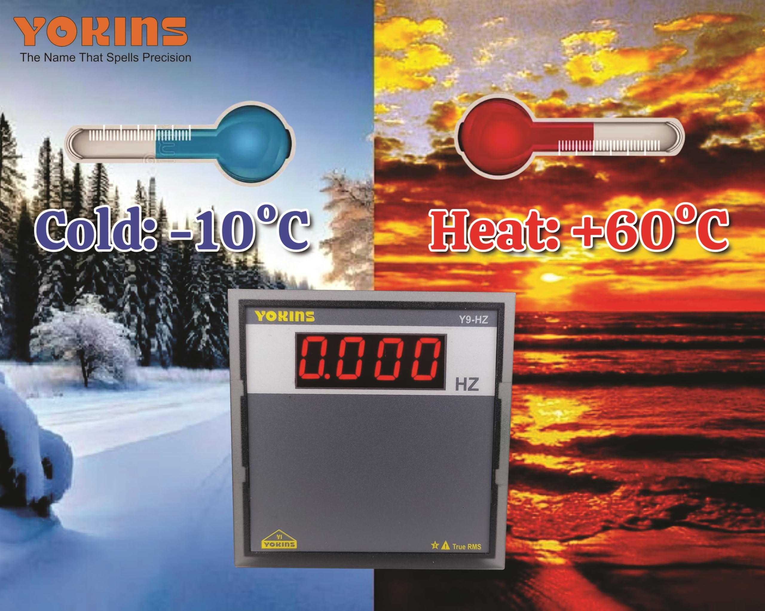 Yokins True RMS Digital Frequency meter Y9-Hz, With frequency measurement Range 30-400Hz at Voltage range 15-600V AC, used for measurement of AC Frequency, comes with One year Warranty (Size 96x96) - Image 5 thumbnail