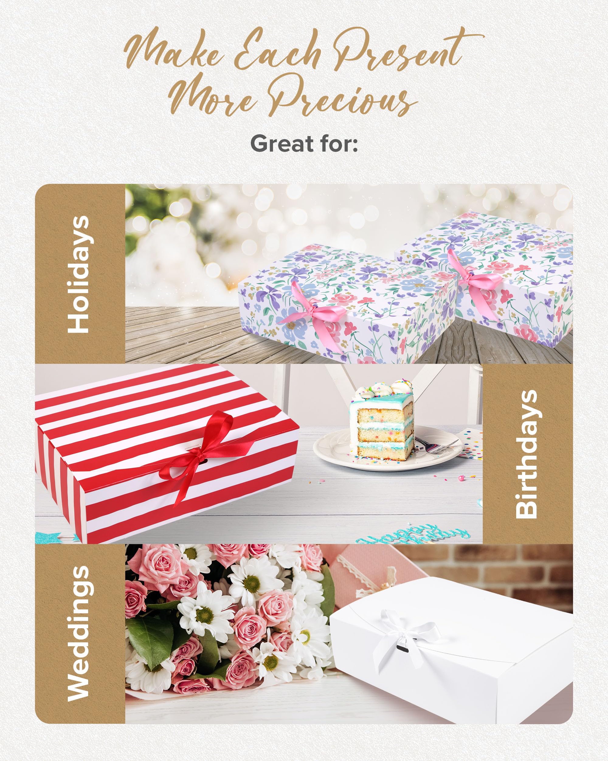 Set di 16 scatole regalo rosa, per regali e regali per matrimoni, compleanni e altro ancora, scatole regalo nere facili da montare, con coperchi e chiusura a nastro, scatole decorative con