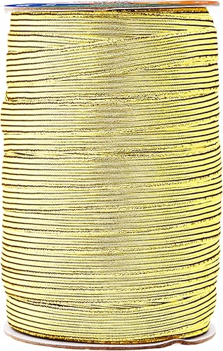 Vista 123 de Mandala Crafts - Rollo de cordón elástico plano para costura y manualidades Beige