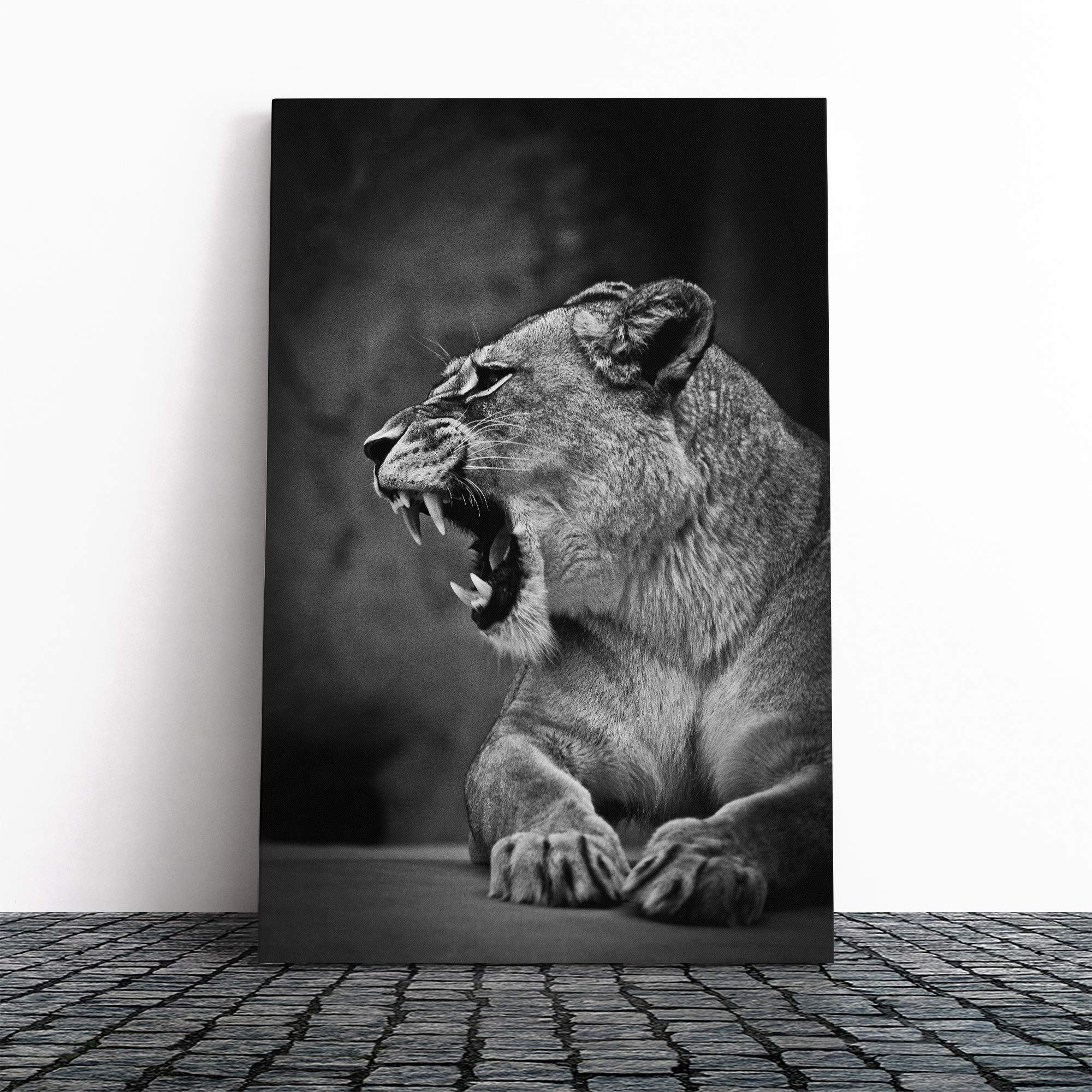 Fierce Lioness Lion Canvas Print | Gallery Wrapped 30mm Frame Wall Art | 30x20 inches | Ready to Hang | Modern Animals Picture | Living Room Bedroom Lounge Office