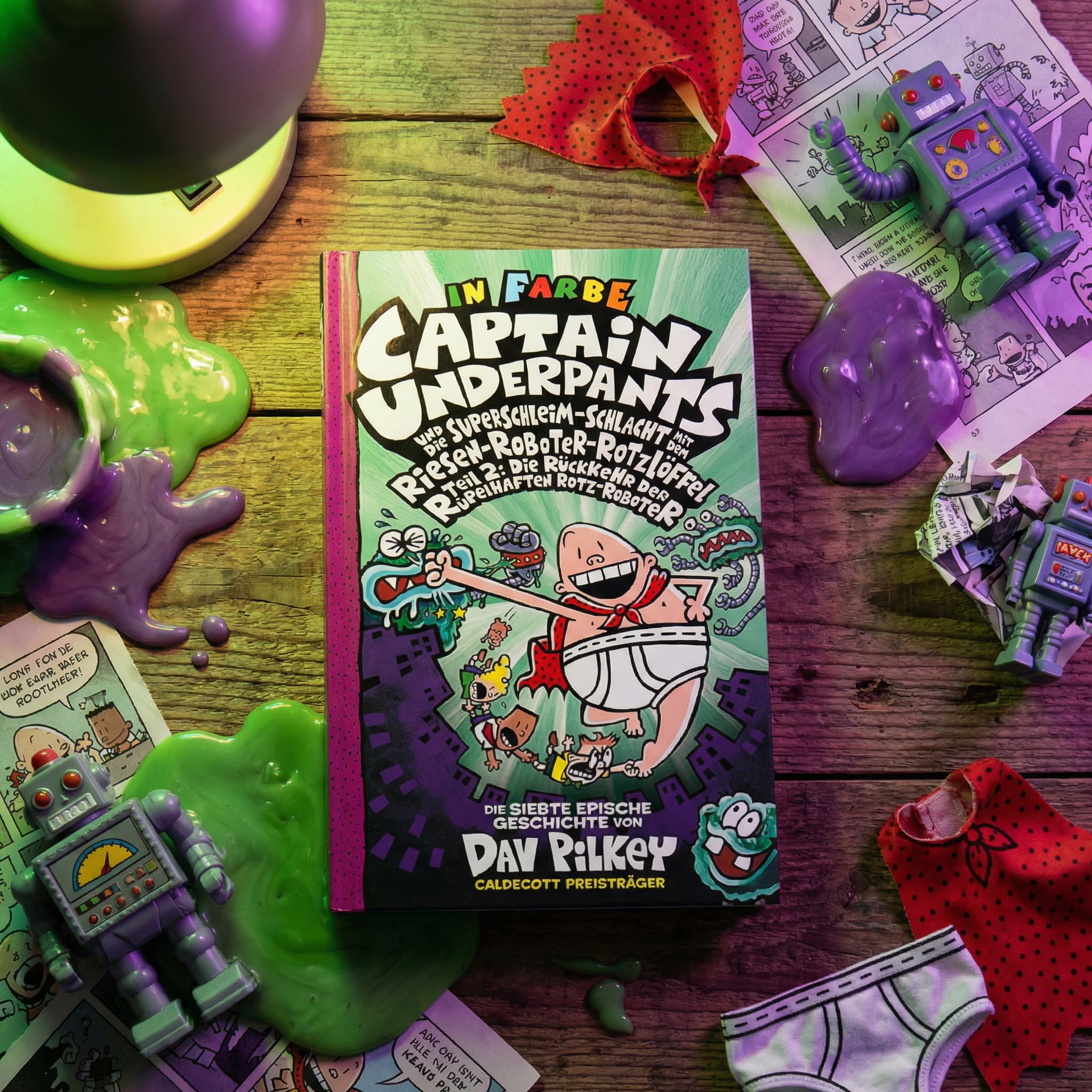 Dav Pilkey Captain Underpants Buchset Band 6-10 – Kinderbuch-Reihe – Comicroman-Serie für Kinder – lustige Abenteuer – beliebte Kinderbücher für Jungen und Mädchen mit exklusivem Lesezeichen