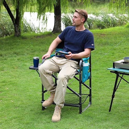Miniatura 2 de VILLEY Silla alta para directores, sillas plegables de campamento, silla de artista de maquillaje con reposapiés, tela 900D para portón trasero