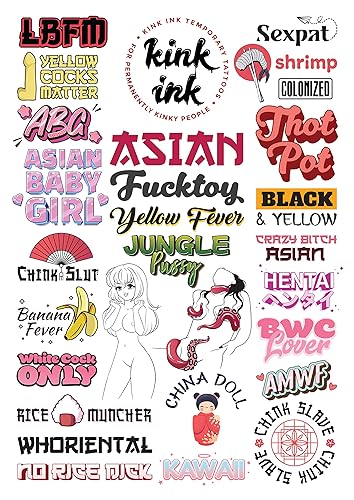 27 x Asiático Hardcore Palabras y Frases Temporales Tatuaje Kinky Pegatina