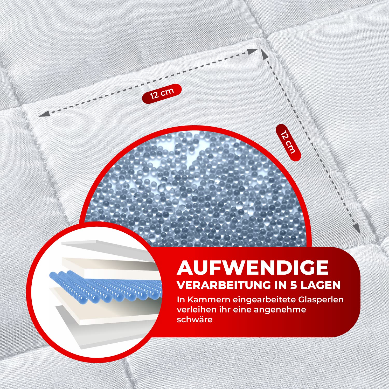 STERNKIND® Gewichtsdecke 135x200 Therapiedecke 4 kg beschwerte Decke mit Glasperlen