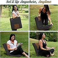 Vista 5 de Silla de meditación japonesa de suelo con soporte para la espalda para adultos - Silla de meditación premium con respaldo ajustable y plegable