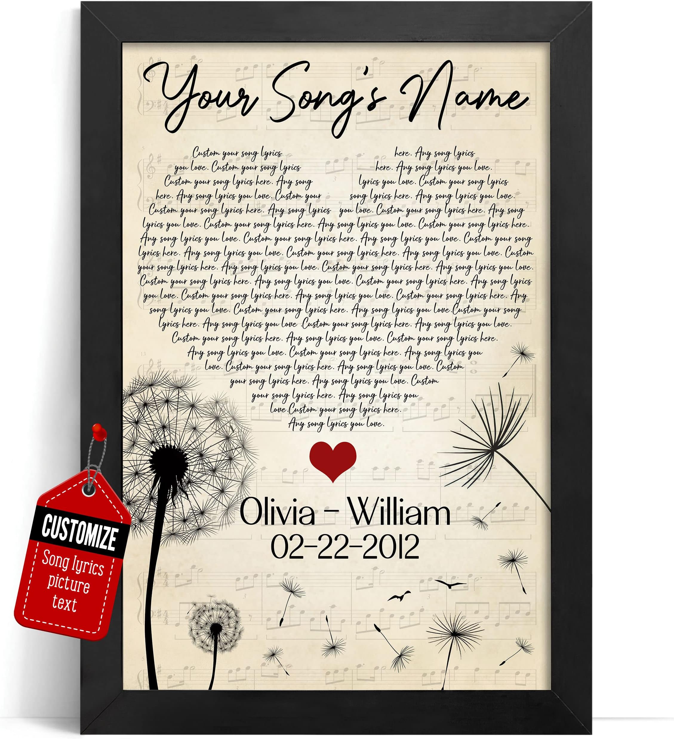 VICILO Custom Song Lyrics Canvas Wall Art - Gifts for Him and Her - Personalized Music Poster Wall Hanging Decor - Cool Things for Your Room, Christmas Gifts for Boyfriend, Couples