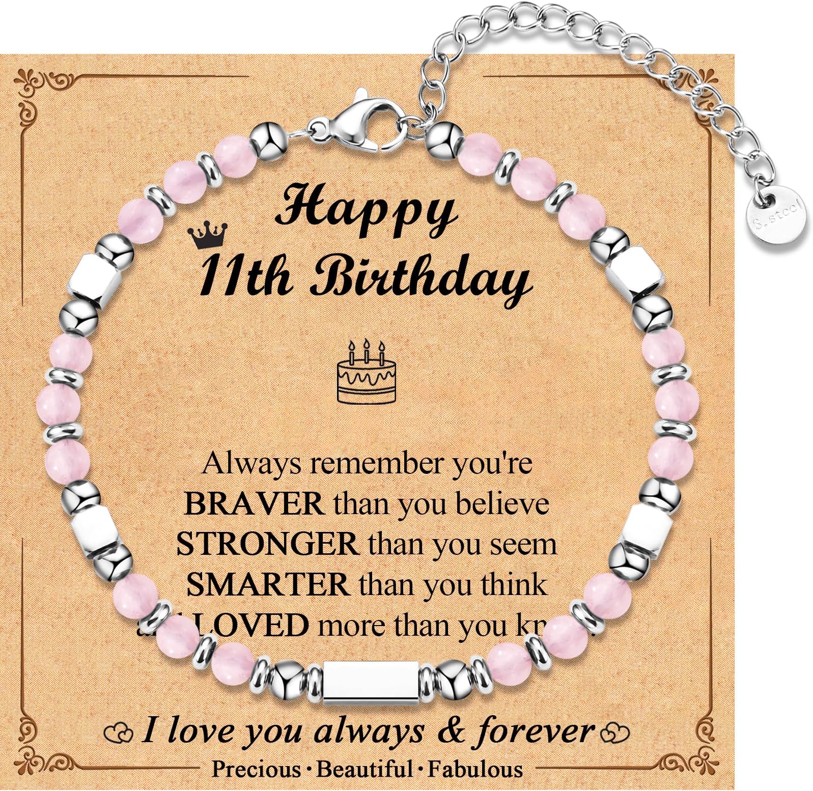 4-18 Year Old Girls Birthday Gifts, Sweet Tiny Gemstone Beaded Birthday Bracelets with Happy 4-18th Birthday Message Card for Daughter/Granddaughter/Niece/Sister/Best Friend