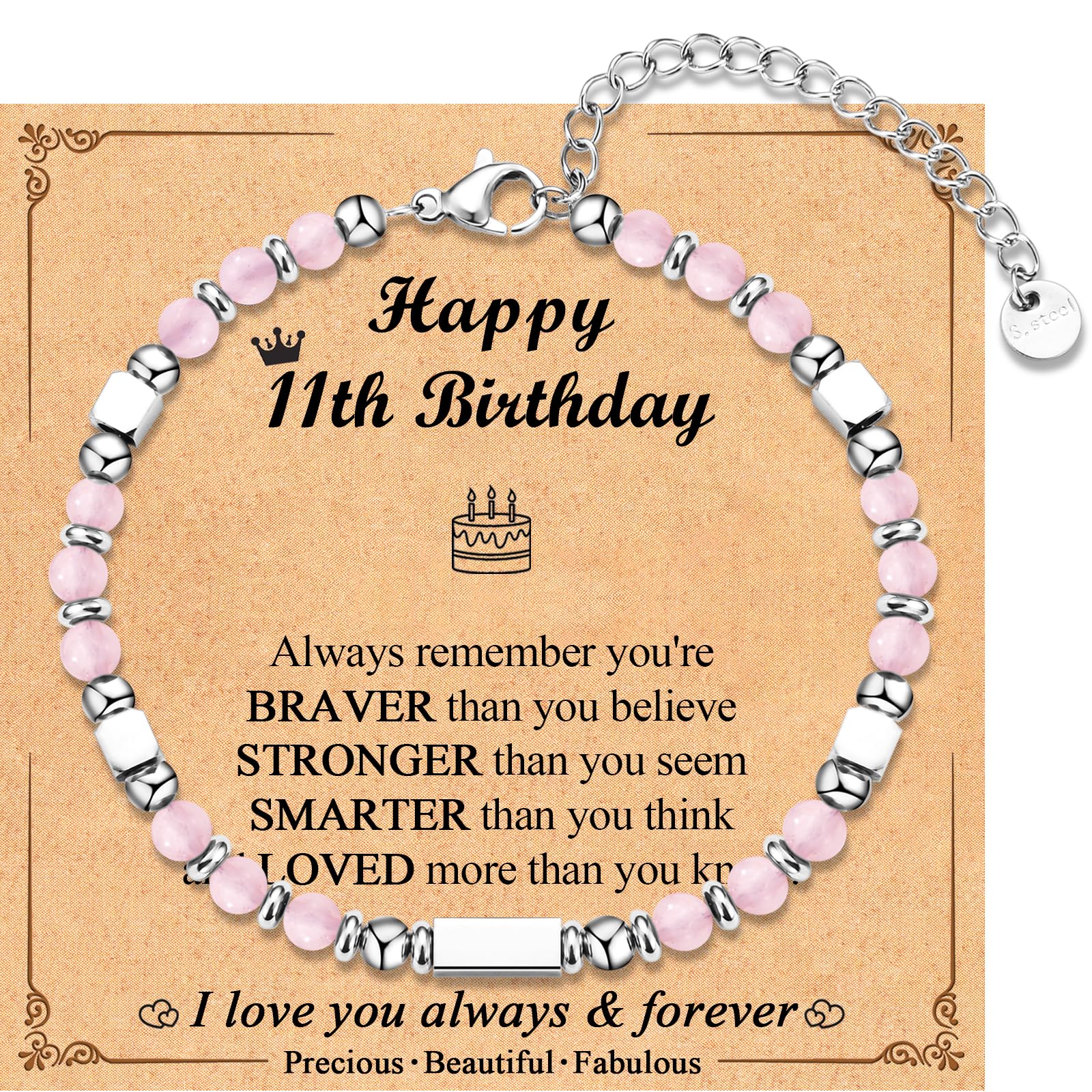 4-18 Year Old Girls Birthday Gifts, Sweet Tiny Gemstone Beaded Birthday Bracelets with Happy 4-18th Birthday Message Card for Daughter/Granddaughter/Niece/Sister/Best Friend