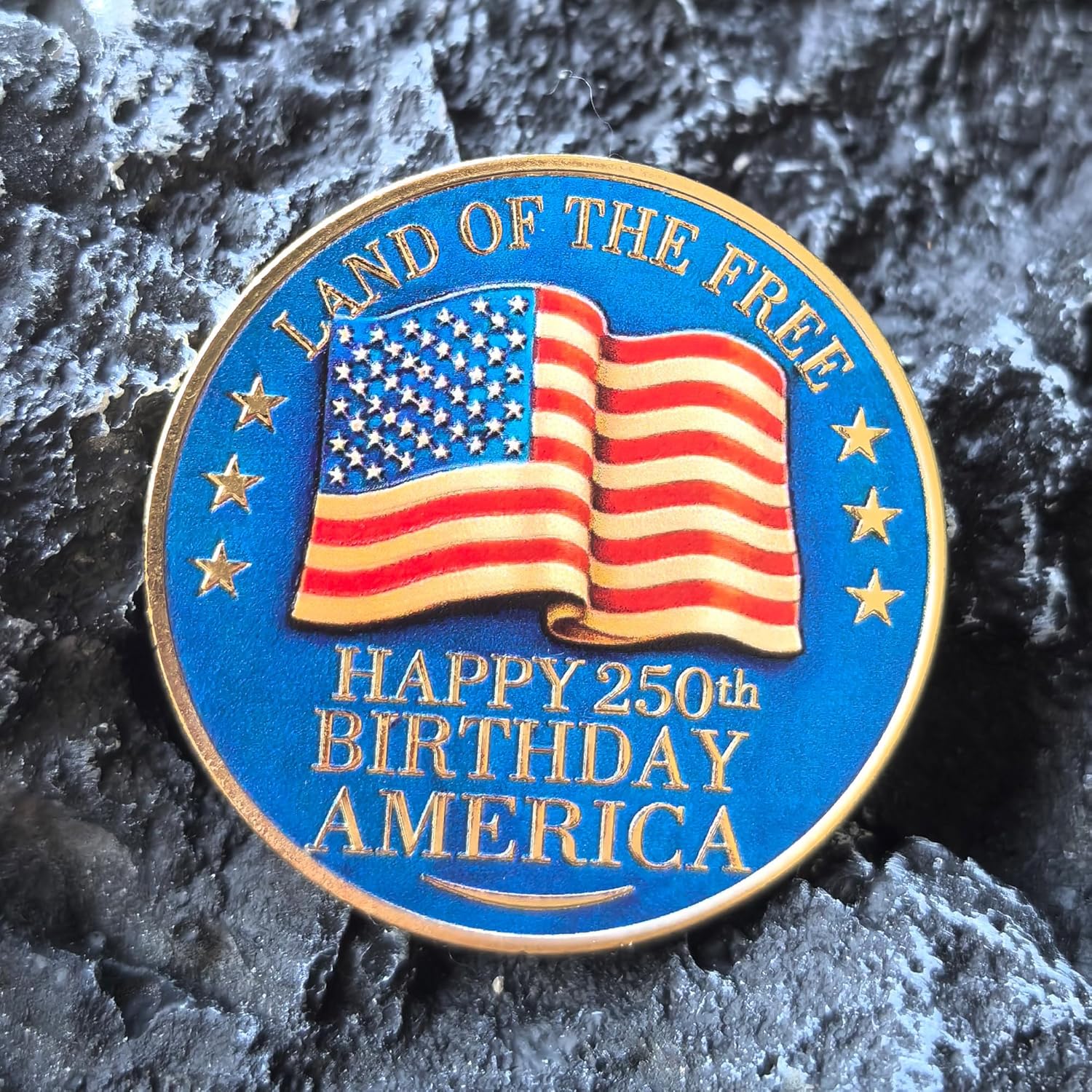 American 250th Birthday Challenge Coin – Patriotic Eagle & Flag Design, Freedom-Themed Metal Token with Protective Case