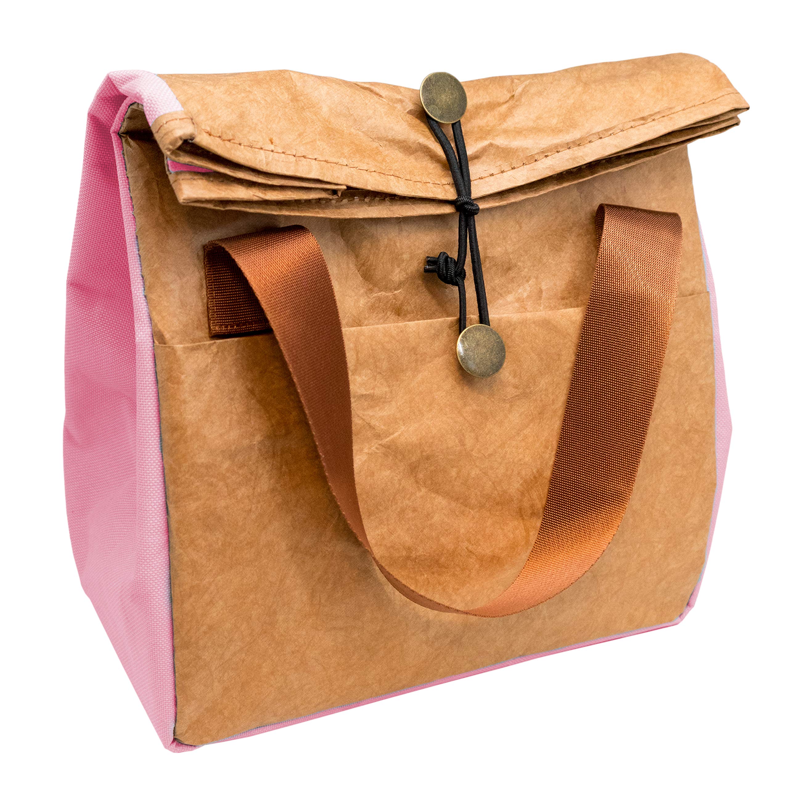 NERTHUS FIH 671-Bolsa termica Porta Alimentos Diseño Con Tyvek de estraza y detalle Color Rosa torba chłodząca, porcelana, 24 x 24 x 14 cm