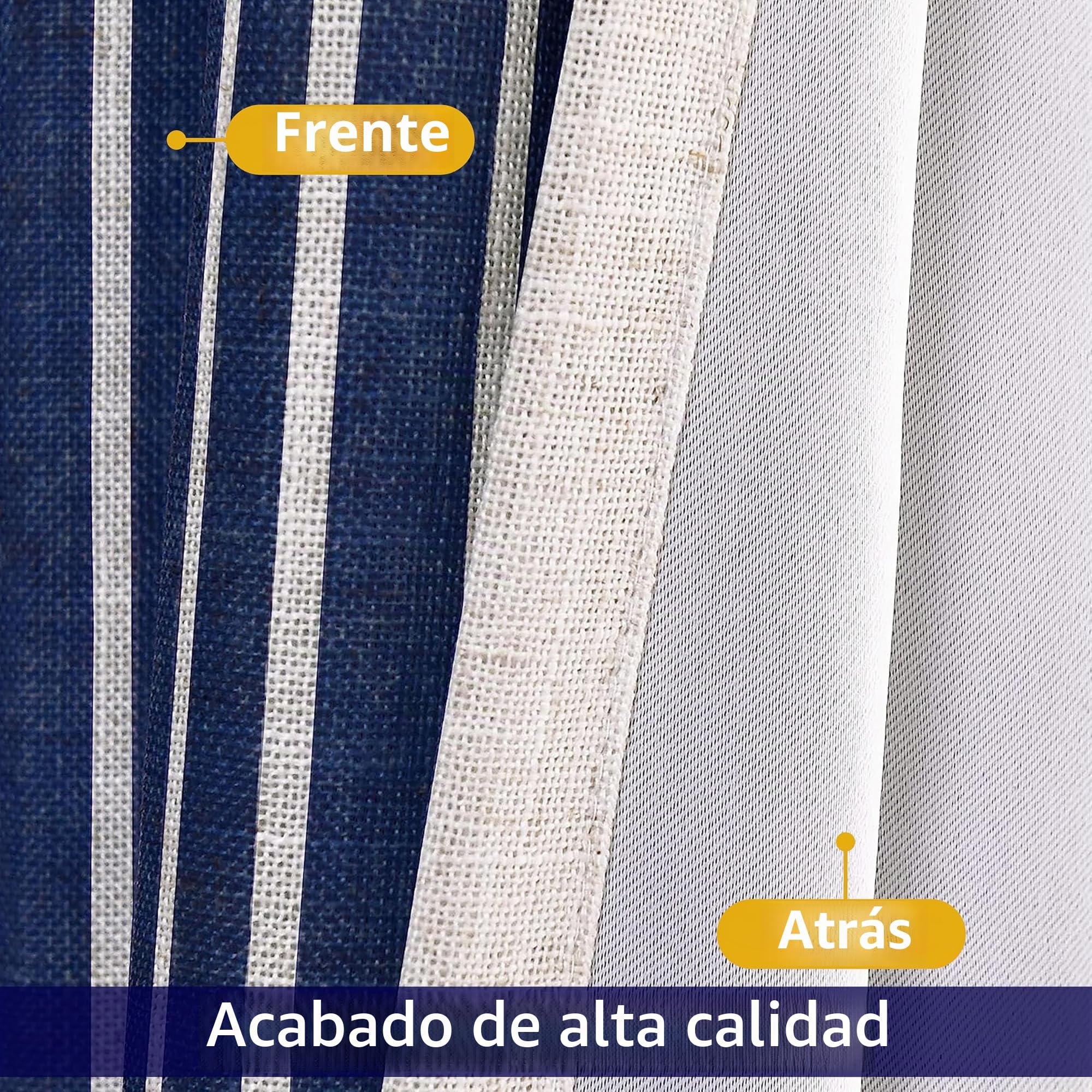 DriftAway Chris - Cortinas Opacas con Forro de Mezcla de Lino con patrón de Rayas Verticales, Aislamiento térmico y oscurecimiento de la habitación, Cortinas de Lino con Ojales para casa de Campo, 2
