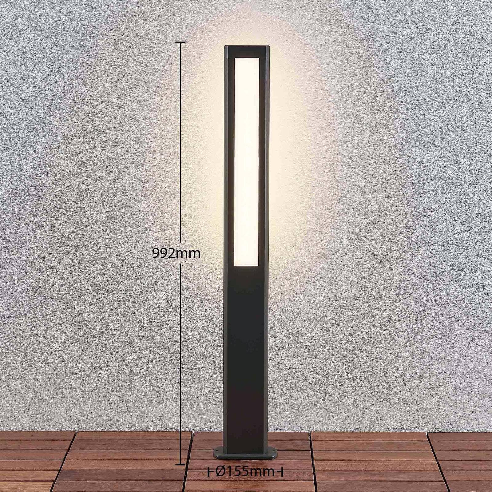 Lucande LED Wegeleuchte Aluminium, Pollerleuchte eckig anthrazit Außenleuchte warmweiß 3.000 K IP 54 Leuchtmittel Wegebeleuchtung aussen Garten Hof Einfahrt Garage
