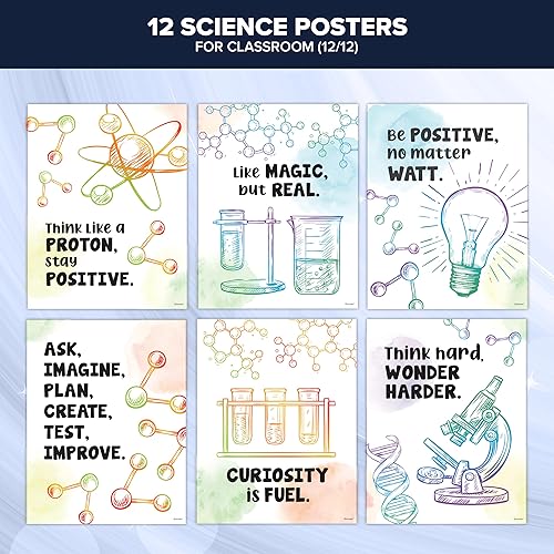 Miniatura 4 de Decorably 12 pósteres de química de aparatos científicos para aula, escuela secundaria y secundaria, 11 x 14 pulgadas, laminado mate, decoración de
