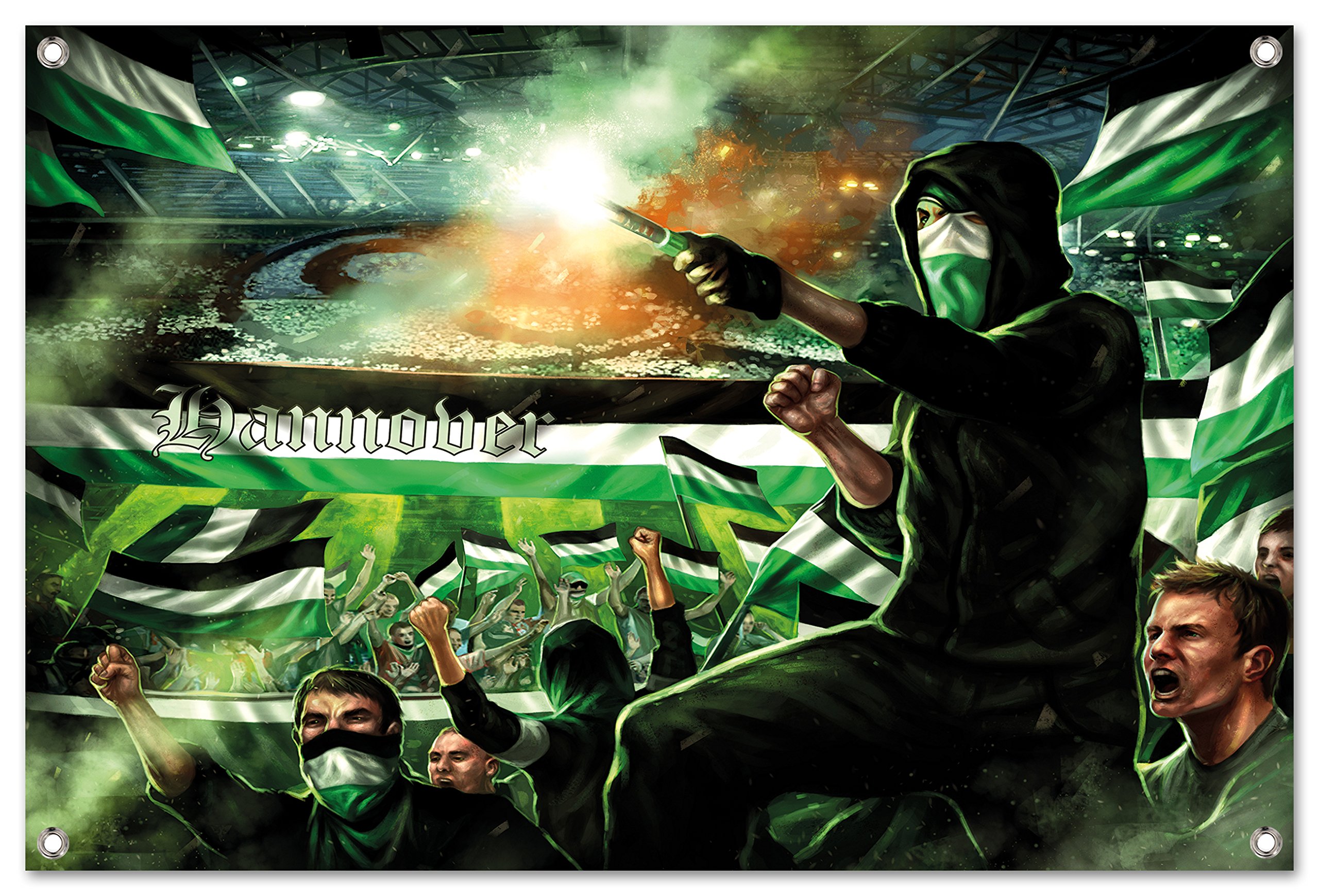 Ultras Hannover Collage 2 Bild auf PVC Plane/PVC Banner inkl Ösen, Maße: 60x40 cm