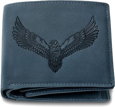 Urban Forest Zeus Leather Wallet for Men, Vintage Blue, S, RFID