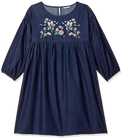 Amazon Brand - Jam & Honey Girls Cotton Empire Waist Knee-Length Dress