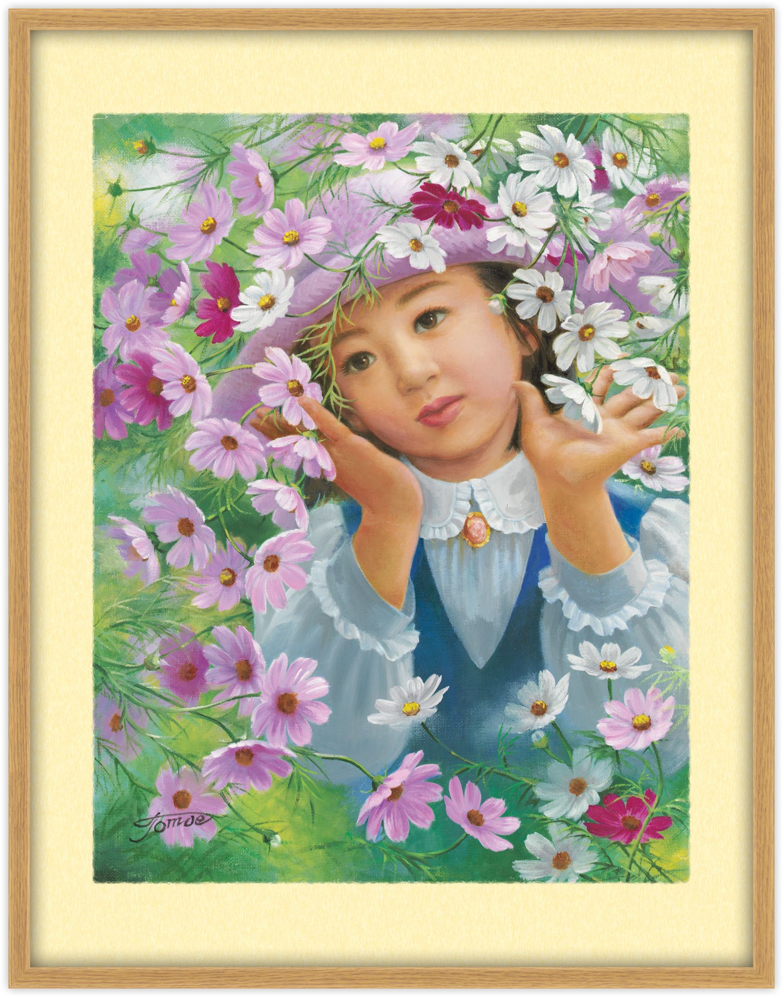 絵画　油彩画　少女　清水朋江　「小さな花」 一枚の繪 －第23回 大町絵画展
