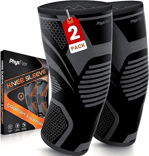 PhysFlex Knee Brace for Pain Relief - Knee Compression Sleeves for Men and Women