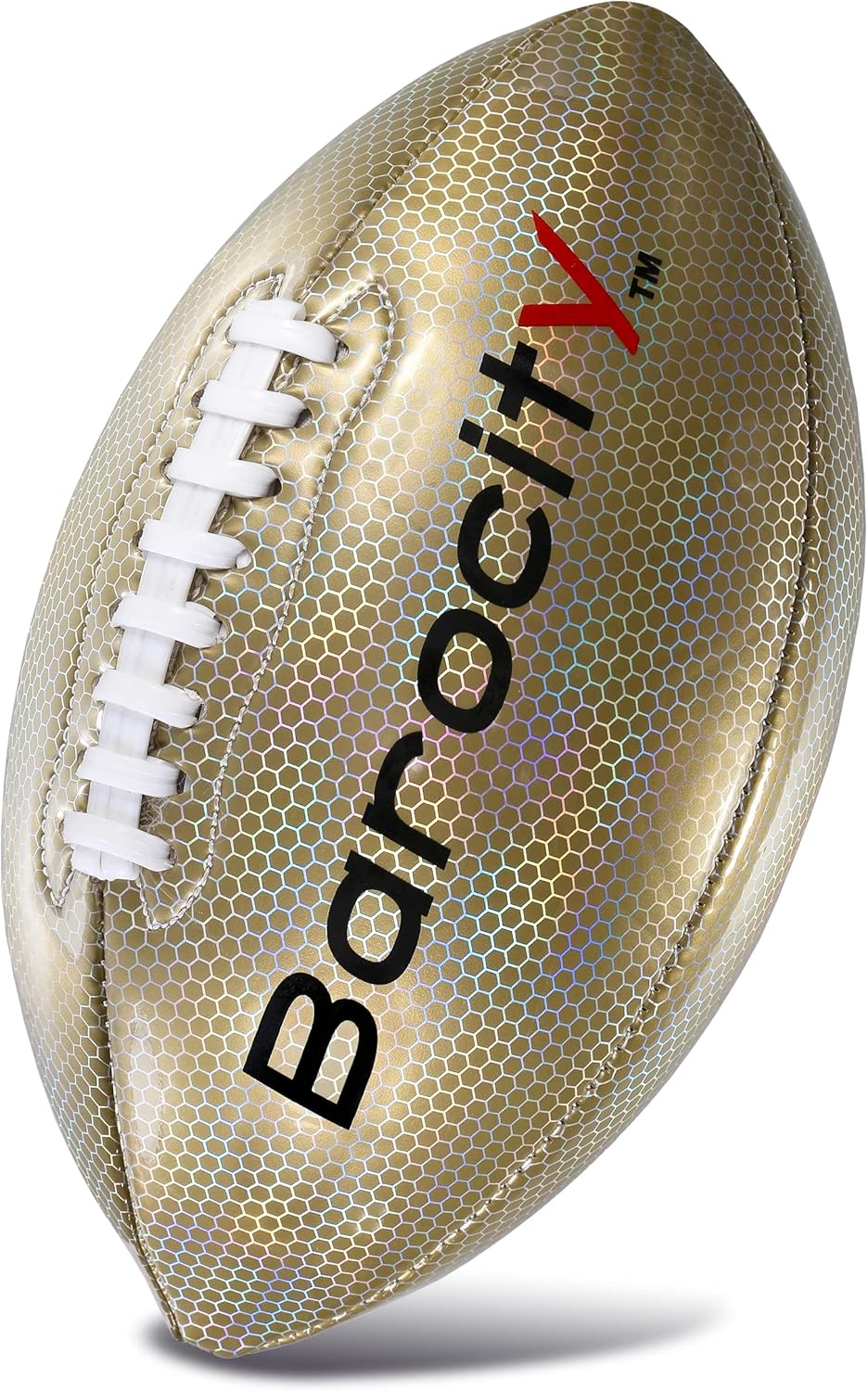 Football Premium Boy and Girl Official Match Ball with Reflective Iridescent Rainbow Hex Pattern, Durable Indoor, Outdoor, Training Practice Game Playtime
