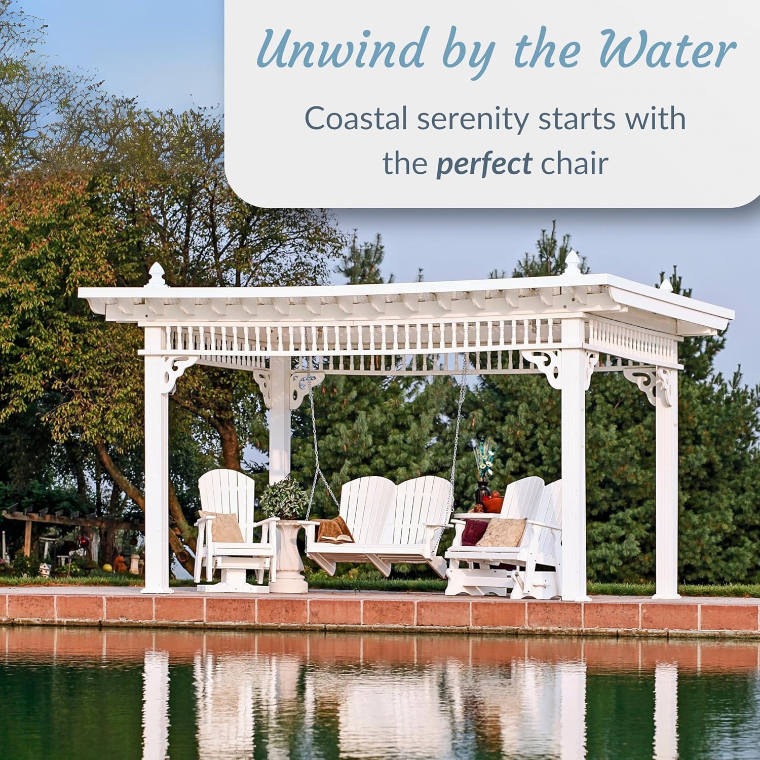 DutchCrafters Poly Fanback Adirondack Swivel Glider, Outdoor Patio Gliding Chair for Outside (Gray)