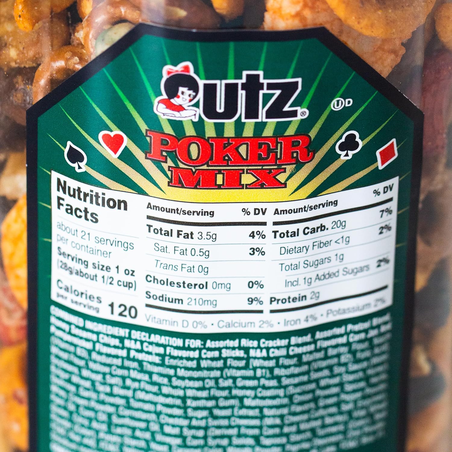Utz Pub Mix (3, 20oz barrels) - Variety Pack - Utz Poker Mix (3, 20.5 oz barrels) - Savory, Sweet, Crunchy - 6 Barrels Total
