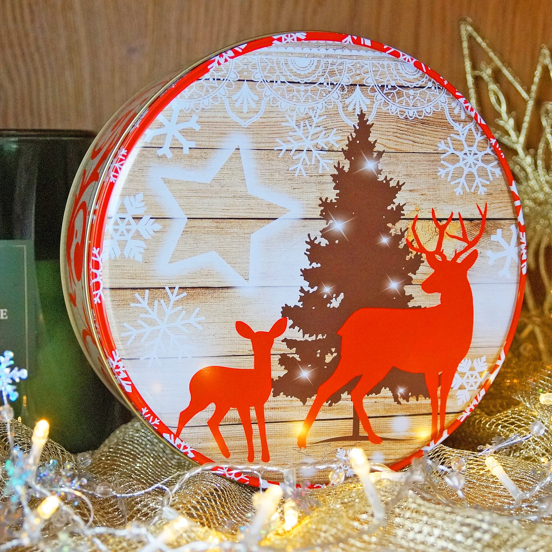Set De 3 Boîtes à Biscuits De Noël En Métal - Rennes, Neige & Étoiles - Décoration Festive