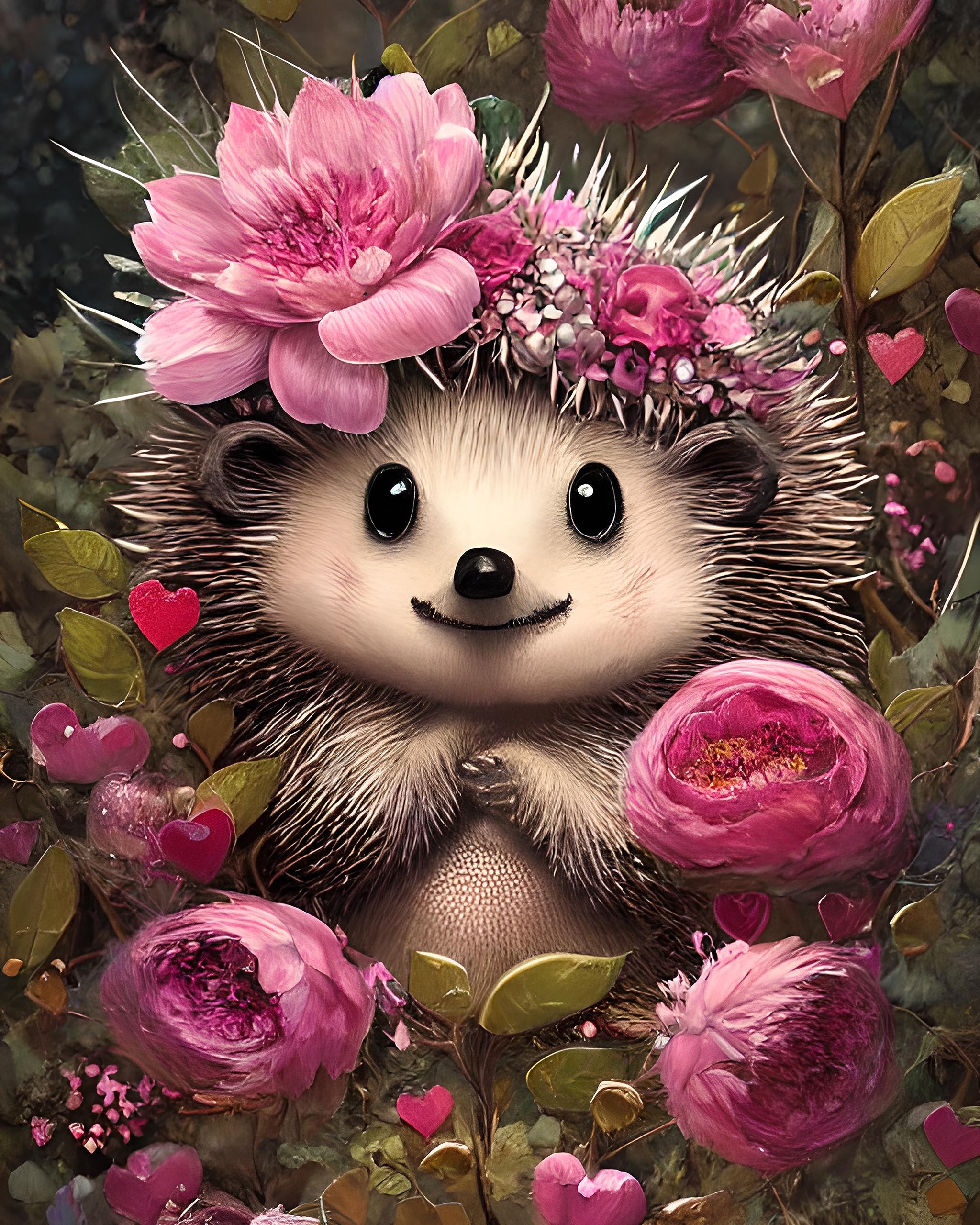 Moohue Stamped 14 ct Cross Stitch Kit for Adults and Beginners – Counted Cross Stitch Kit for Adults and Beginners (Cute Hedgehog and Flowers)