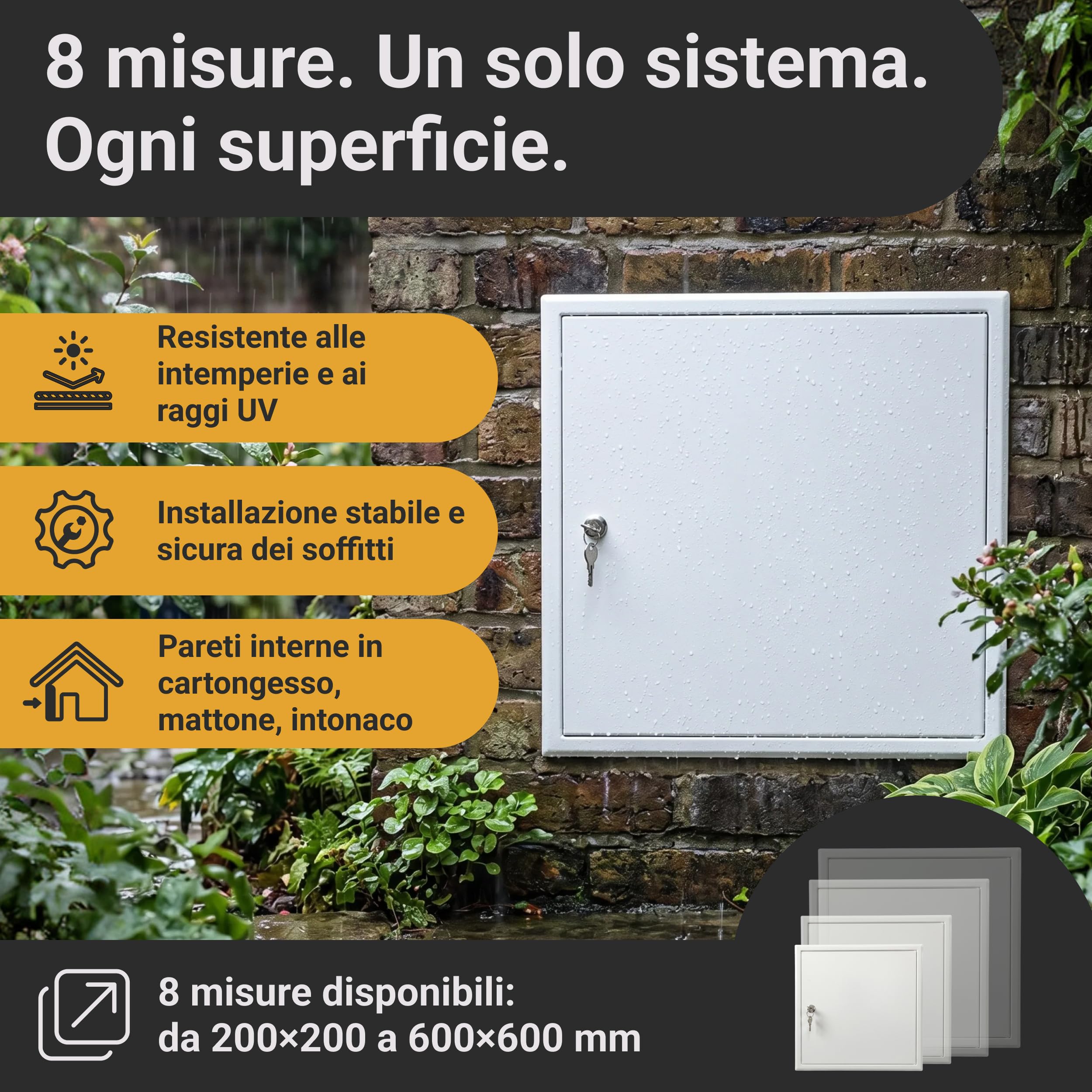 Sportello Ispezione Metallo 40x60 cm con Serratura a Chiave - Sportello Contatore Gas ed Elettrico per Parete e Soffitto - Pannello Accesso Tecnico per Contatore, Caldaia e Manutenzione