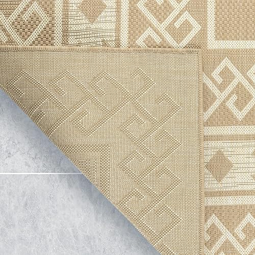 Miniatura 6 de Antep Rugs Patio 6x9 - Alfombra nativa azteca del suroeste para exterioresinteriores (beige, 6 pies 7 pulgadas x 9 pies)